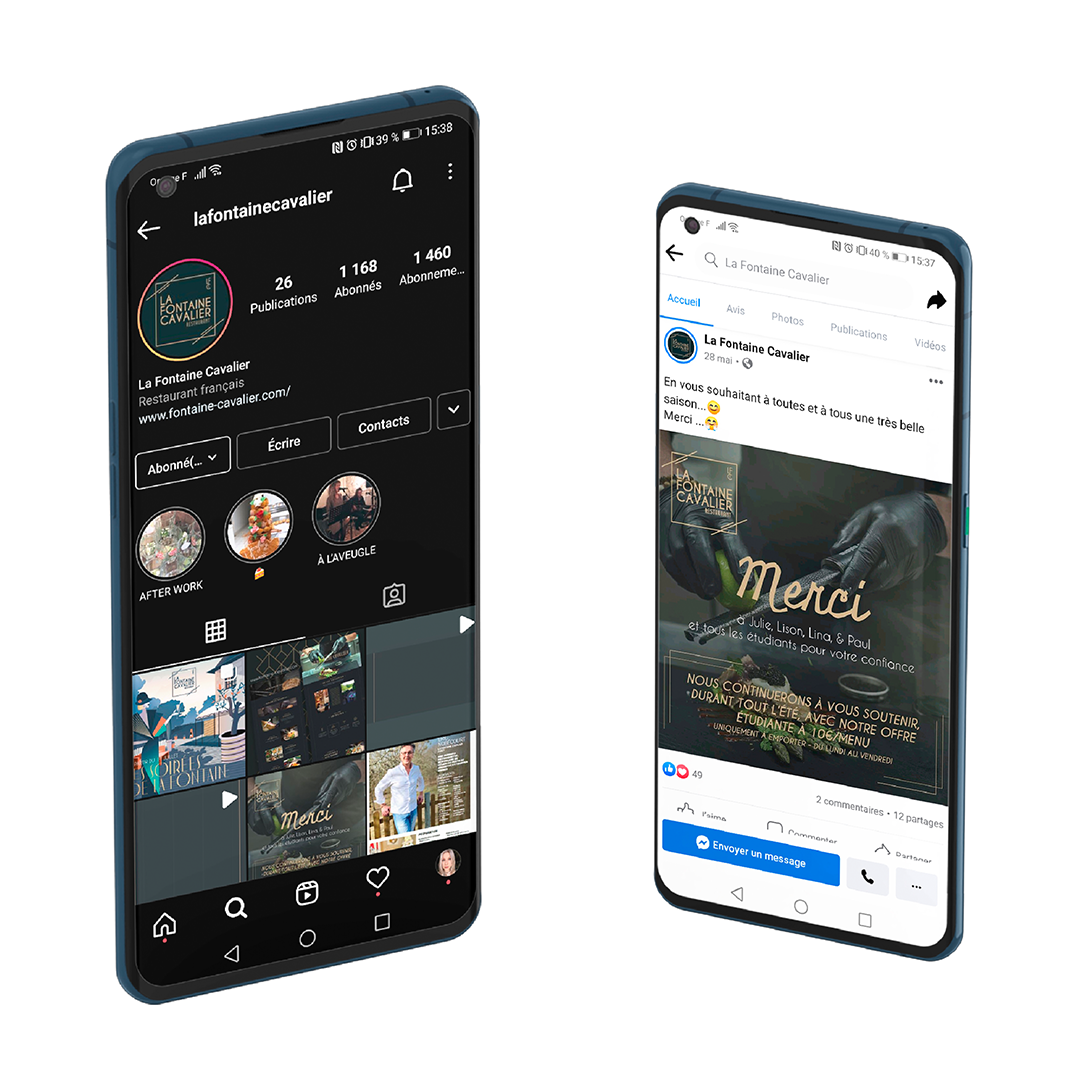 Comptes Instagram et Facebook de La Fontaine Cavalier