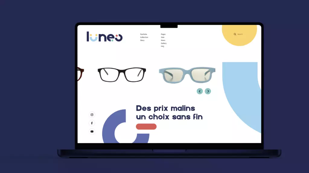 Page d’accueil du site internet Lunéo Opticiens sur ordinateur portable.